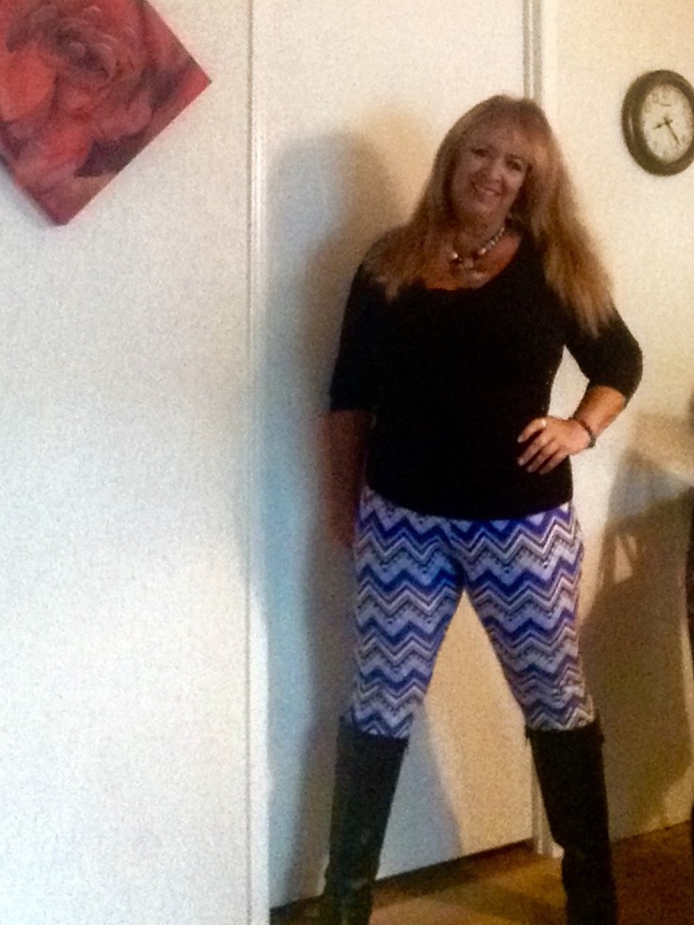 Cotton Candy Leggins Soft Size L GEOMETRIC ROYAL BLUE BLUE BLACK AND WHITE.